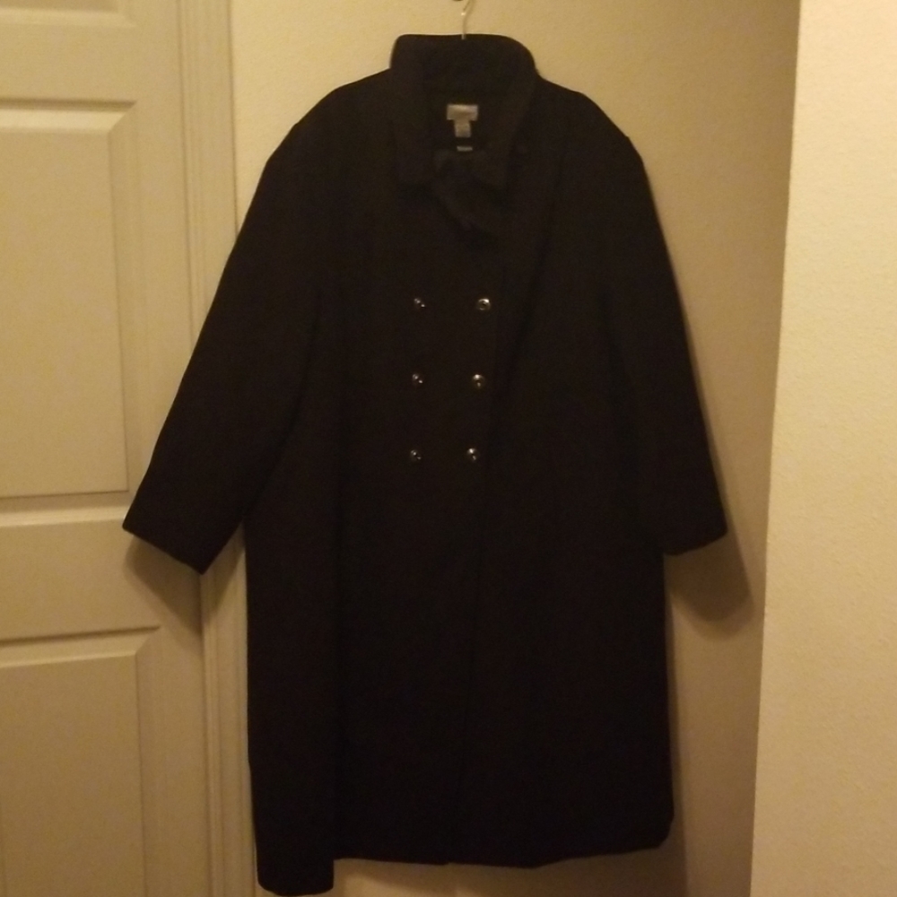 Catherine's Double Breasted Pea Coat Black 4X